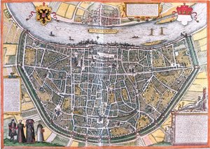 Köln Planı (Colonia Agrippa), Almanya (gravür by Franz Hogenberg