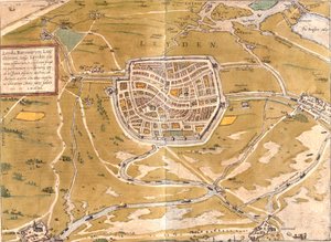 Leiden Planı (Leyden), Hollanda (gravür by Franz Hogenberg