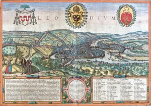 Liege görünümü (Leodium), Belçika (gravür by Franz Hogenberg