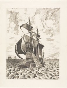 Yelkenli Gemilerden Bir Limana Doğru Silahlı Dört Usta Yelken by Franz Huys