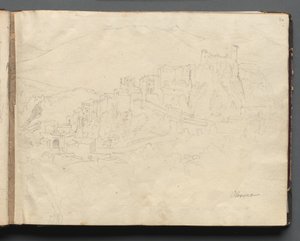 Roma ve Çevresinden Görünümler Albümü, Manzara Çalışmaları, sayfa 02a: "Olevano" by Franz Johann Heinrich Nadorp