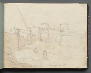 Roma ve Çevresi Manzaralı Albüm, Peyzaj Çalışmaları, sayfa 06a: "Roma von der Porta St. Paolo" by Franz Johann Heinrich Nadorp