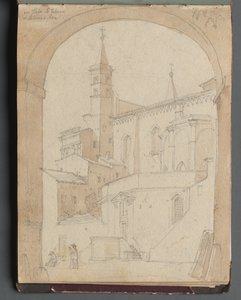 Roma ve Çevresi Manzaralı Albüm, Peyzaj Çalışmaları, sayfa 18a: Saint John Lateran, Roma. by Franz Johann Heinrich Nadorp