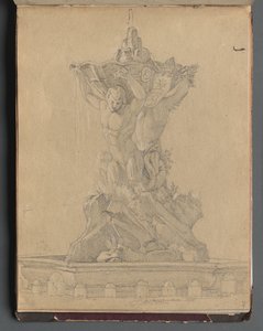Roma ve Çevresi Manzaralı Albüm, Peyzaj Çalışmaları, sayfa 21a: Roma Çeşmesi by Franz Johann Heinrich Nadorp