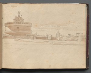 Roma ve Çevresi Manzaralı Albüm, Peyzaj Çalışmaları, sayfa 23a: Castle St Angelo, Roma. by Franz Johann Heinrich Nadorp