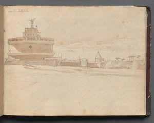 Roma ve Çevresi Manzaralı Albüm, Peyzaj Çalışmaları, sayfa 23a: Castle Saint Angelo, Roma by Franz Johann Heinrich Nadorp