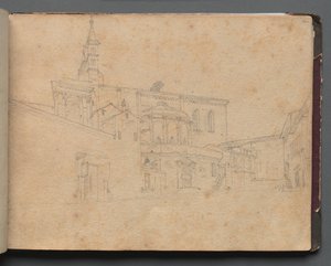 Roma ve Çevresi Manzaralı Albüm, Peyzaj Çalışmaları, sayfa 26a: Roma Mimari Görünümü. by Franz Johann Heinrich Nadorp