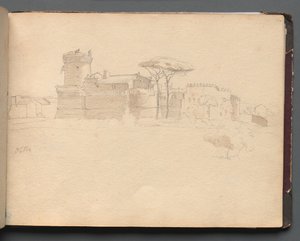 Roma ve Çevresi Manzaralı Albüm, Peyzaj Çalışmaları, sayfa 28a: Ostia . by Franz Johann Heinrich Nadorp