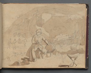 Roma ve Çevresi Manzaralı Albüm, Peyzaj Çalışmaları, sayfa 39a: Manzarada Figür by Franz Johann Heinrich Nadorp