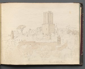 Roma ve Çevresi Manzaralı Albüm, Peyzaj Çalışmaları, sayfa 47a: Torre del Nero, Roma. by Franz Johann Heinrich Nadorp