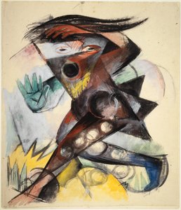 Kaliban. William Shakespeare tarafından The Tempest için Figür, 1914. by Franz Marc