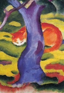 Ağacın arkasındaki kedi, 50x70 cm by Franz Marc