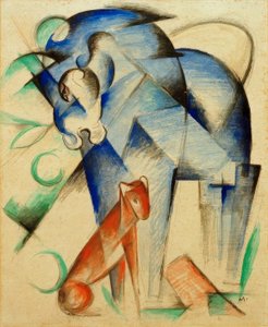Efsanevi hayvanlar (mavi at ve kırmızı köpek) by Franz Marc