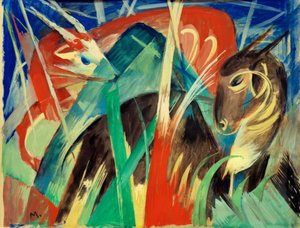 Efsanevi Hayvanlar I (Hayvan Bileşimi I) by Franz Marc