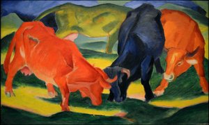 Dövüşen İnekler, 1911. by Franz Marc