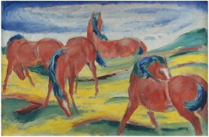 Otlayan atlar III, 1910 by Franz Marc
