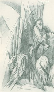 Atlar ve soyut şekillerden oluşan kompozisyon by Franz Marc