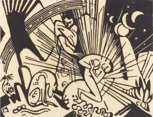 Uzlaşma (Versoehnung), 1912 (Japonya kağıdına siyah gravür) by Franz Marc