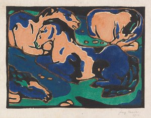 Dinlenme atları, 1911-1912. by Franz Marc