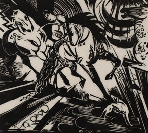 Binicilik okulu by Franz Marc