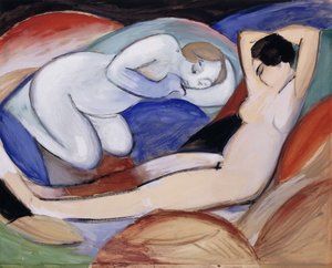 İki uzanmış nü; Düz duran iki dosya, 1912
