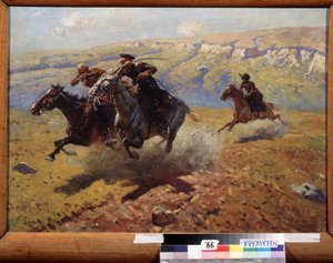 Düello (Düello). Franz Roubaud'un (1856-1928) tablosu, tuval üzerine yağlı boya by Franz Roubaud