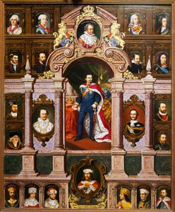 Wittelsbach ailesinin Bavyera krallarının portrelerini içeren panel, Franz Xaver Thallmaier tarafından by Franz Xaver Thallmaier