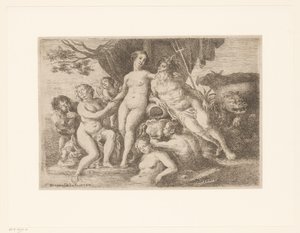 Neptün ve Amphitrite banyo perileri ve denizadamları arasında by Franz Xaver Wagenschon