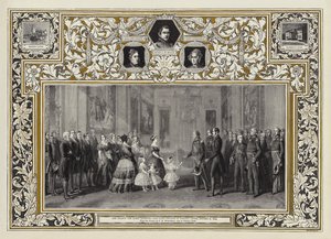 8 ಅಕ್ಟೋಬರ್ 1844 ಟರ್ಕ್‌ನ ವಿಂಡ್ಸರ್ ಕ್ಯಾಸಲ್‌ನಲ್ಲಿ ಹರ್ ಮೆಜೆಸ್ಟಿ ರಾಣಿ ಕಿಂಗ್ ಲೂಯಿಸ್ ಫಿಲಿಪ್ ಅವರನ್ನು ಸ್ವೀಕರಿಸಿದರು by Franz Xaver Winterhalter