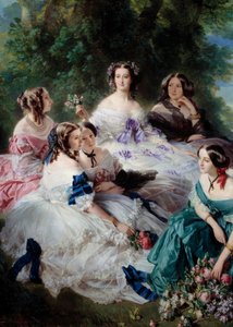 1855 yılında Impress Eugenie (1826-1920), Essling Prensesi, Taş Baronesi, Vikontes Lezay-Marnesia, beyazlar içinde İmparator ve Montebello Markizini temsil eden Detay Sarayı