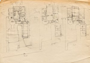 Matcha Atelier Villa için tasarım eskizleri - üç katlı kat planı by Franz von Matsch
