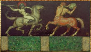 Amazon ve Centaur by Franz von Stuck