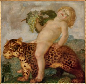 Bir panter üzerinde Bacchus çocuk by Franz von Stuck