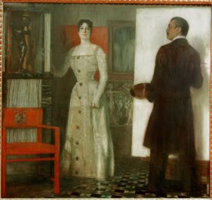 Franz ve Mary stüdyoda sıkışmış by Franz von Stuck