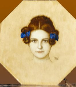 Franz von Stuck, Mary, mavi kurdeleli by Franz von Stuck