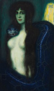 Le peche - The Sin par Stuck, Franz, Ritter von (1863-1928). Tuval üzerine yağlı boya, ebat : 90,2x53,3, , Özel Koleksiyon by Franz von Stuck