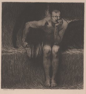 Lucifer, c.1890 (gravür) by Franz von Stuck