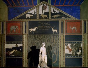 Orpheus efsanesi, Franz von Stuck tarafından tipik Secession teması ve renginde tablo, Hall of Music, Villa Stuck, Münih, Almanya