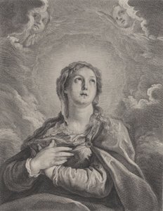 Bakire, ellerini göğsünde kavuşturmuş, yukarıya bakıyor, 1729-40. by Frédéric Horthemels