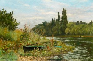 Thames Nehri Üzerinde Sessiz Bir Nokta, 1882 by Fred Hines