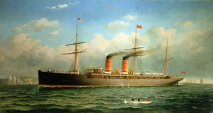 Cunard Liner R.M.S. Umbria, Brooklyn Heights açıklarında, East River, New York