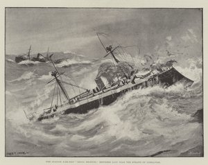 İspanyol Savaş Gemisi Reina Regente, Cebelitarık Boğazı yakınlarında kaybolduğunu bildirdi by Fred T. Jane