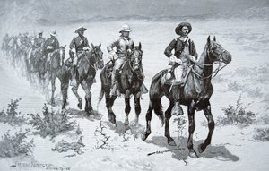 1888 tarihli bir çizimden çölde yürüyen ABD 