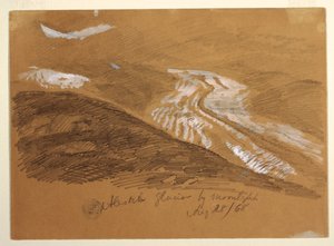 Aletsch Buzulu, Moonlight, Bernese Alpleri, İsviçre by Frederic Edwin Church