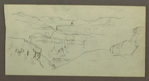 Çizim, Kanyon, muhtemelen 1868 by Frederic Edwin Church