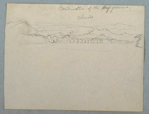 Çizim, Bir Koyun Yanında Görülen Bulutlarla Kaplı Güney Amerika Dağ Manzarası, Bölüm 2 , 1853, muhtemelen Mayıs by Frederic Edwin Church