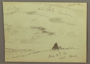 Çizim, Bulutlu gökyüzü, yamaç, 1870 by Frederic Edwin Church