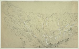 Çizim, Büyük Havza, Katahdin Dağı, yaklaşık 1877 by Frederic Edwin Church