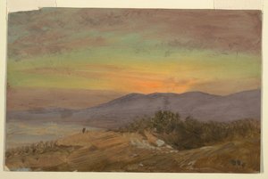 Çizim, Hudson Vadisi, gün batımı, 1869-70 by Frederic Edwin Church