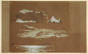 Çizim, St John Burnu ve Martı Adası yakınlarındaki buzdağları, Newfoundland, 4 Temmuz 1859 by Frederic Edwin Church